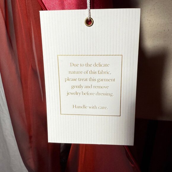 NWT Sheer Blouson Sleeve Surplice Gown in Garnet Sz 16 Red - Picture 12 of 16